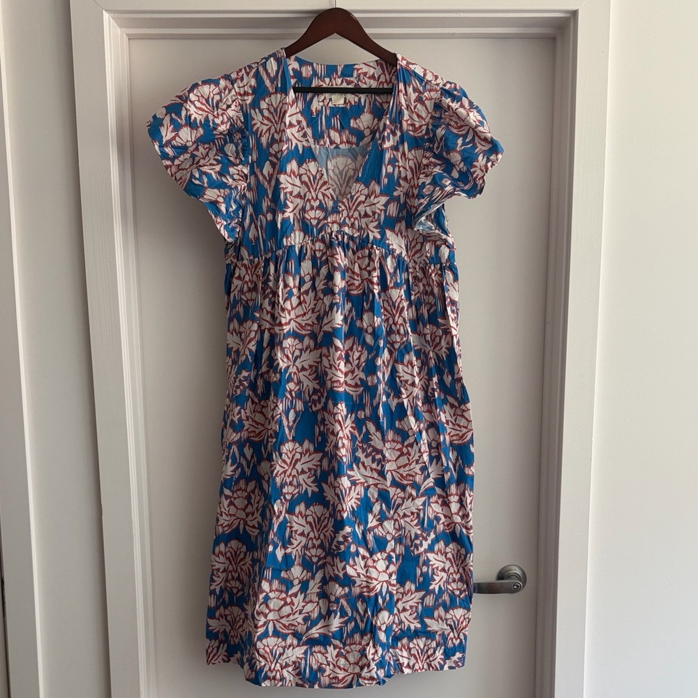 Maeve Blue Midi Dress with Pink Floral Print - Picture 5 of 12